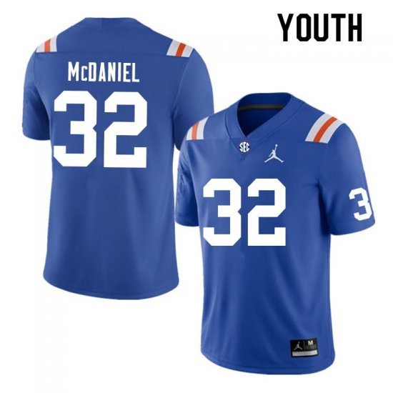 Youth Florida Gators #32 Mordecai McDaniel NCAA Nike Blue Throwback Authentic Stitched College Football Jersey BVK6462AR